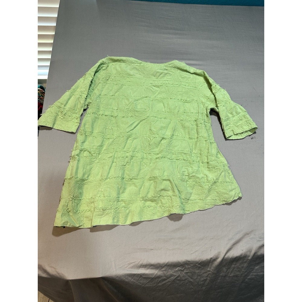 Cottonseed Lime Green Embroidered Floral Tunic Top L - Picture 7 of 8